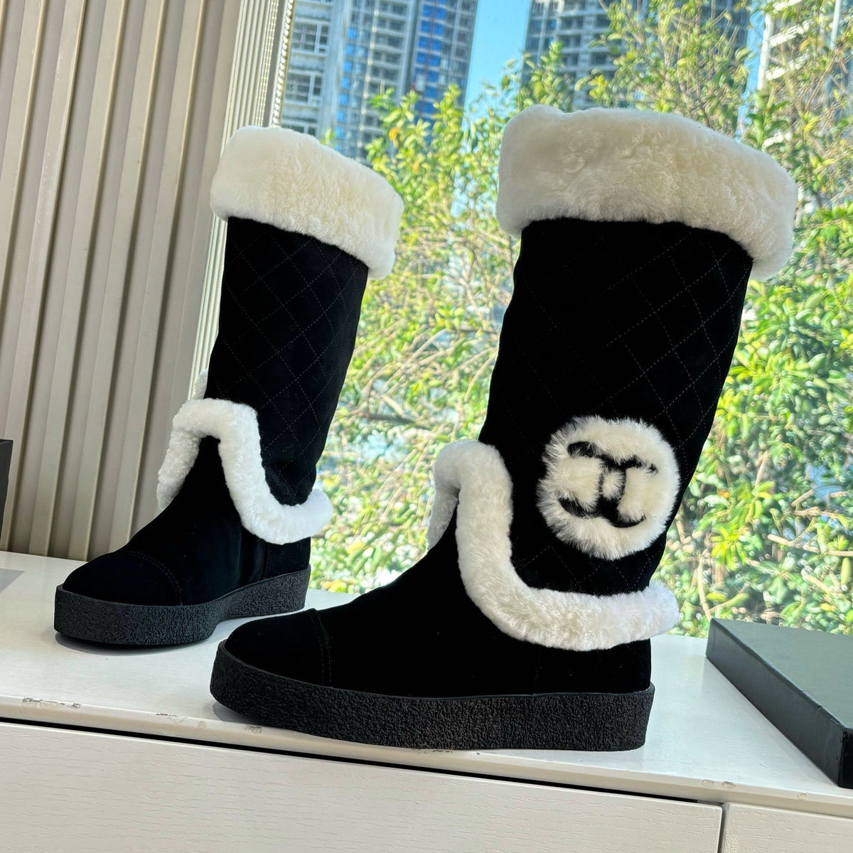 CC 2025 Snow Boot Black White Suede Wool 548930
